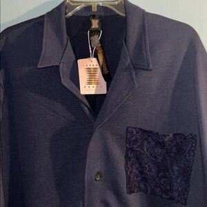 Savage X Fenty Navy Blue Shirt with Lace & Trim Pocket Size medium